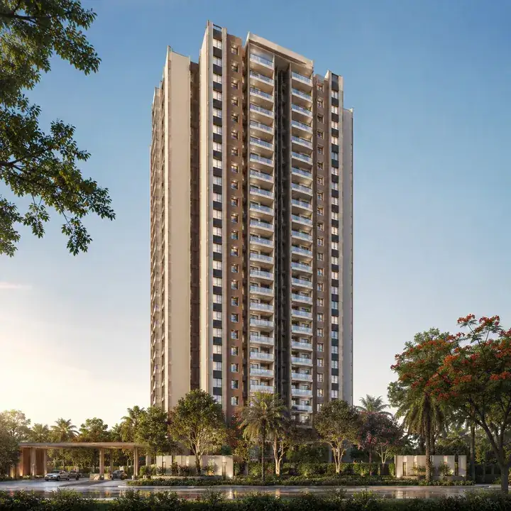 Prestige Forest Edge tower facade rising over the Kanakapura Road landscape