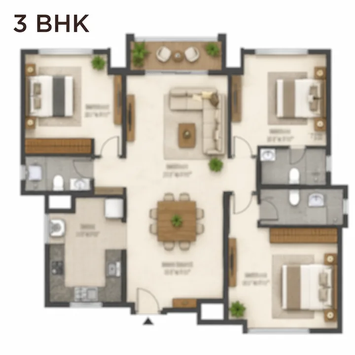 Prestige Forest Edge 3 BHK floor plan layout Prestige Forest Edge 3 BHK floor plan layout